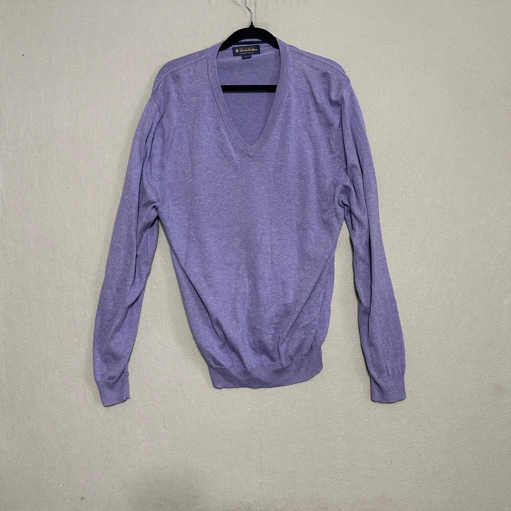 Brooks Brothers Mens XL Purple Supima Cotton V-Neck Pullover Sweater‎